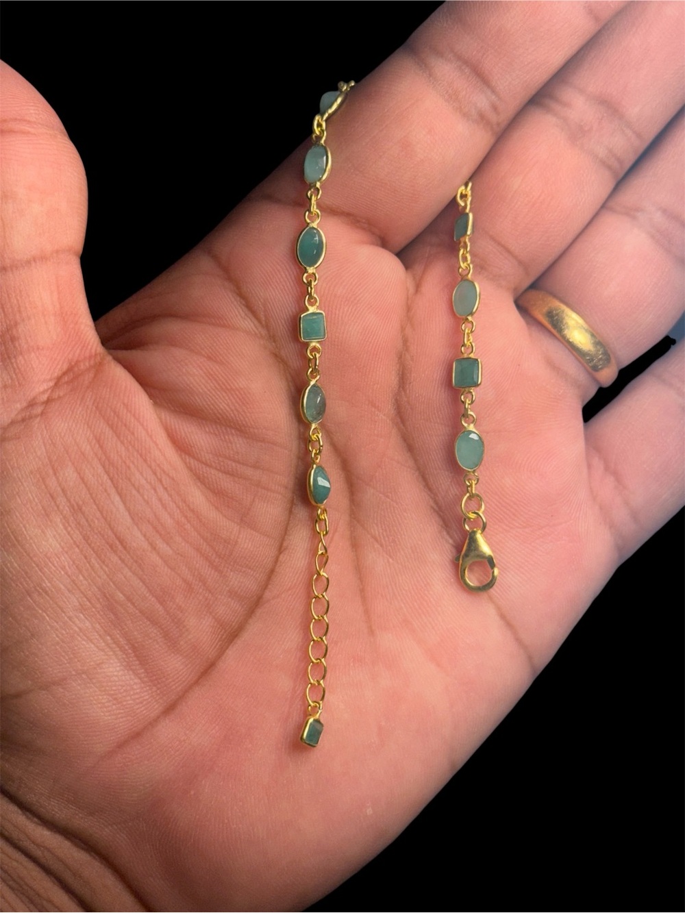 Natural Emerald Bracelet – 925 Sterling Silver Gold Plated